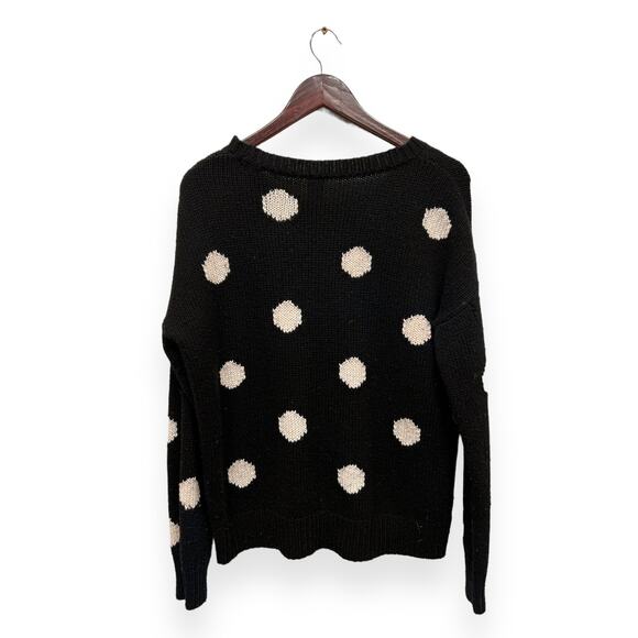VS PINK Black White Polka Dot Knitted Crewneck Sweater Size Medium - Picture 2 of 3